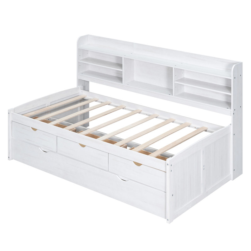 Lit de jour avec couchette Bektash, Lit simple, Blanchies