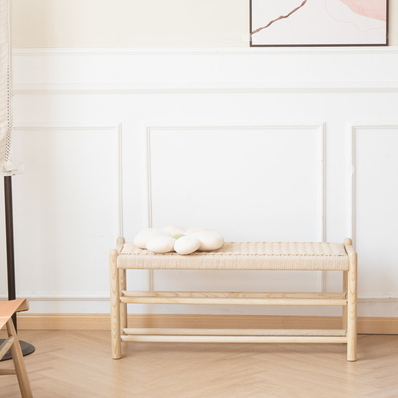 Everill Solid Wood Entryway Bench with Shoe Storage, Wood, 16.9" H x 39.4" W x 14" D