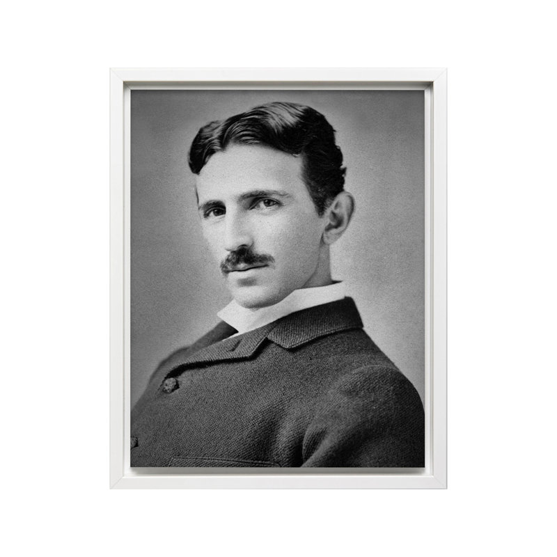 Portrait de Nikola Tesla, Canevas, H 24 po x l 32 po, Encadrement blanc