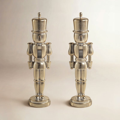 2-Piece Metallic Nutcracker Figurine Set