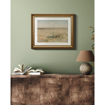 Gold Framed Wall Art Canvas Print - Vintage Meadow Landscape Oil Painting - Farmhouse Wall Decor - Flower Art - French Decor for Living Room & Cozy Bedroom - 13x16in