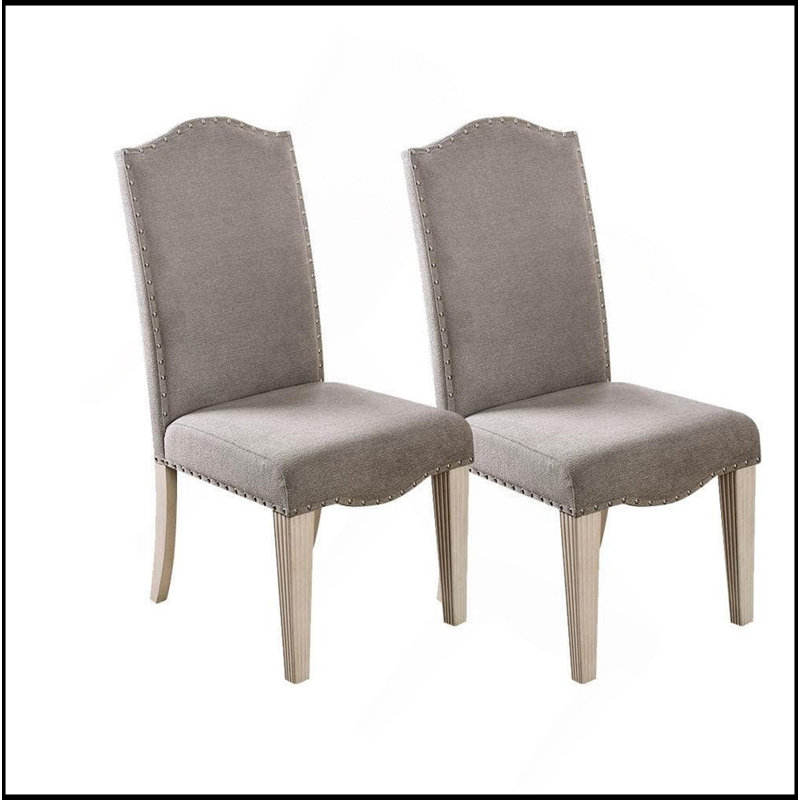 Ensemble de 2 chaises d'appoint de style transitionnel avec cadre blanc et cadre gris