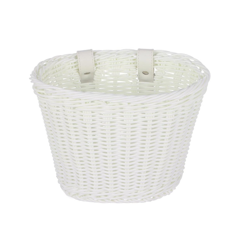 White Bike Basket Bicycle Basket Bike Accessories, D Shape Wicker Front Handlebar Bike Basket, Bike Tricycles Basket, 8"*6"