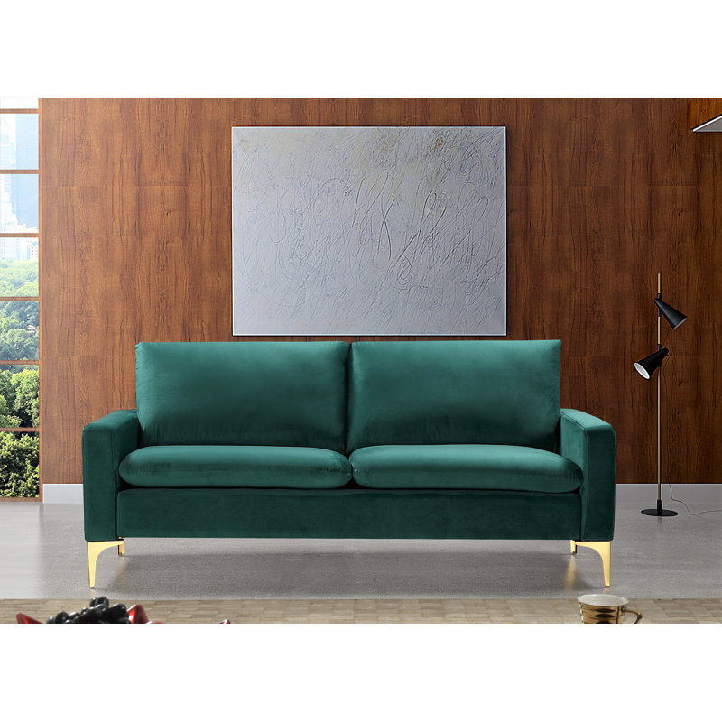 Cottleville 54.72'' Velvet Loveseat, Green, 33"H x 76" W x 31" D