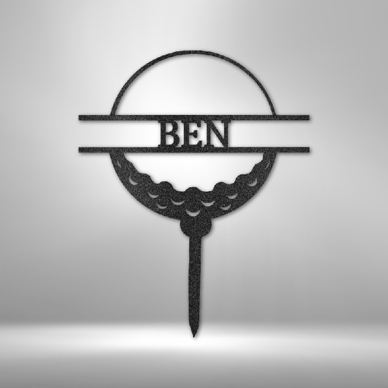 Monogramme de balle de golf personnalisé, Noir, H 14,25 po x l 14,5 po x P 0,5 po, Oui