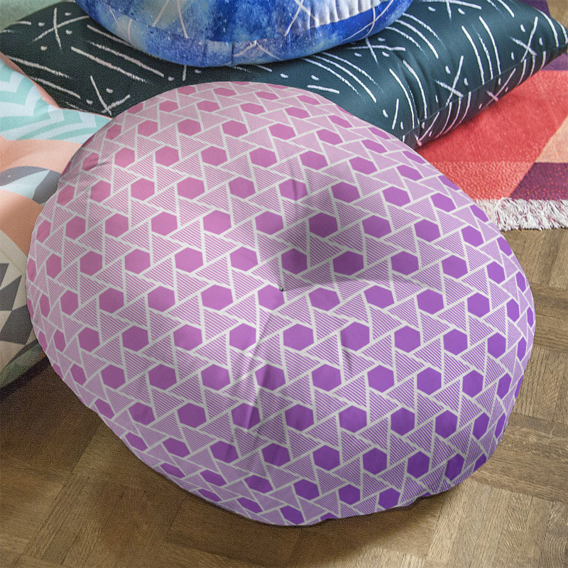 Coussin de plancher hexagonales et triangles, 30 po x 30 po, Rose / Mauve