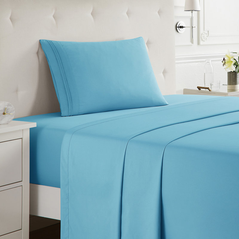  Ensemble de draps double brossé de luxe pour hôtel avec draps et taies d'oreiller très doux, Drap pour lit simple, Plage