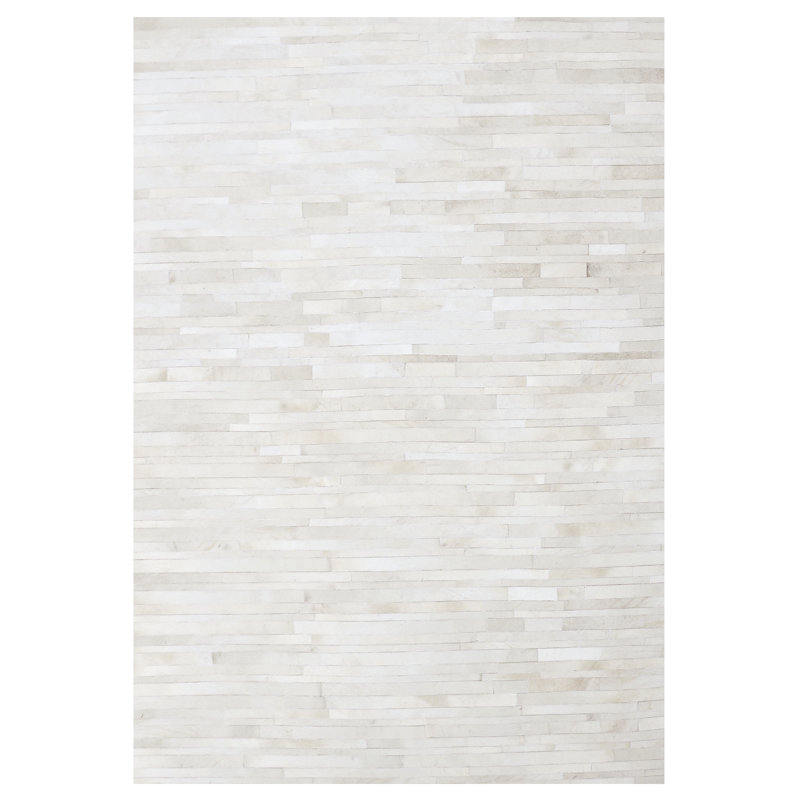 Tapis blanc en cuir de vache Charleen, Rectangle 9 pi x 12 pi