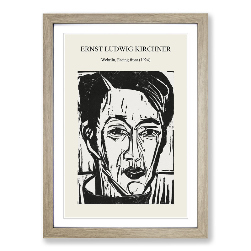 Portrait of Wehrlin Print by Ernst Ludwig Kirchner - Picture Frame Painting, 65cm H x 48cm W x 2cm D, Oak Framed