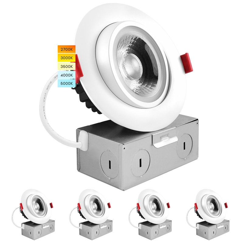 Ensemble d'éclairage encastré à DEL réglable sans température à température de couleur réglable Luxrit 4 po Luxrite