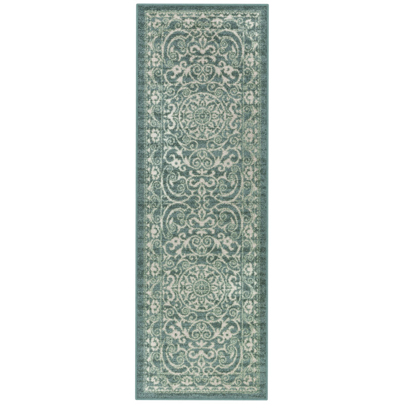 Tapis oriental intense Dreyfuss, Tapis de couloir 2 pi x 6 pi, Vert