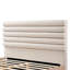 Cadre de grand lit pour chambre à coucher côtière moderne, tête de lit Taupe Boucle, bois de soutien à poids élevé avec tissu de bois franc d'ingénierie recouvert de tissu, système de lattes silencieuses, capacité de poids de 800 livres, facile