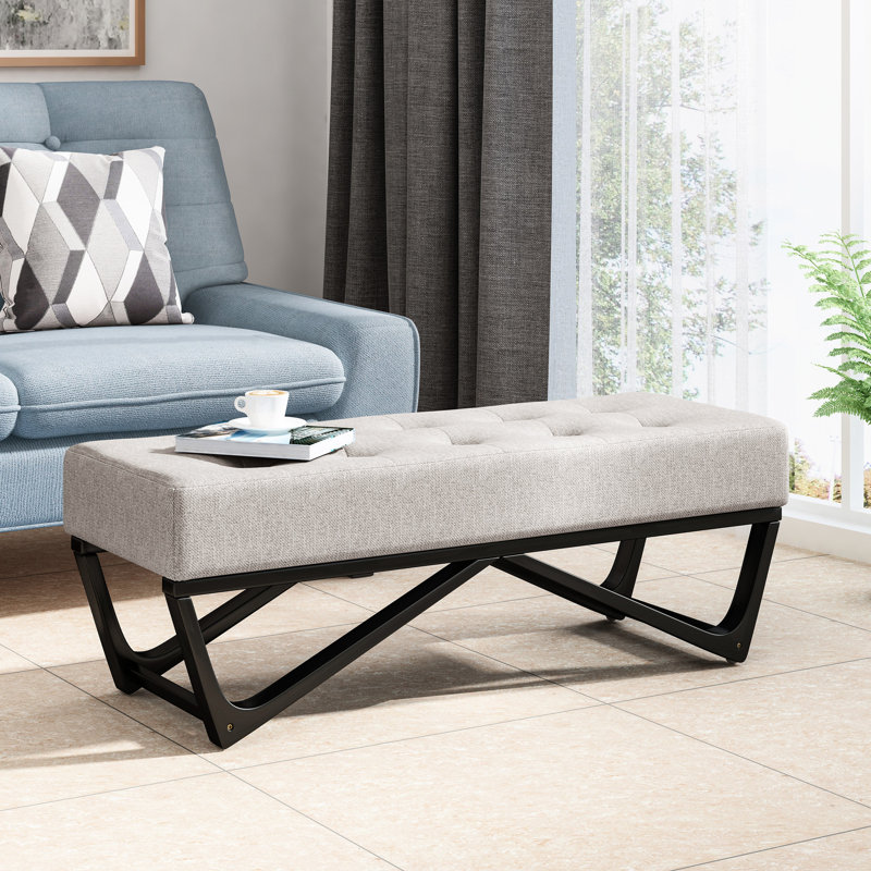 Aspect gaufré de style contemporain avec dessus moelleux et pieds géométriques avec siège à boutons moderne