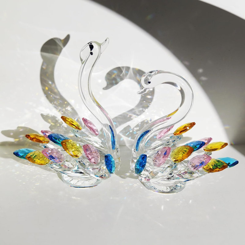 Ensemble de 2 figurines en cristal Swan