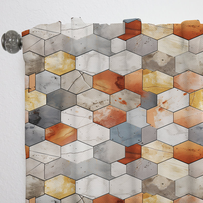 Motif rustique hexagonal Boho - Rideau abstrait - Rideau géométrique obscurcissant - 1 panneau, L 52 po x L 120 po