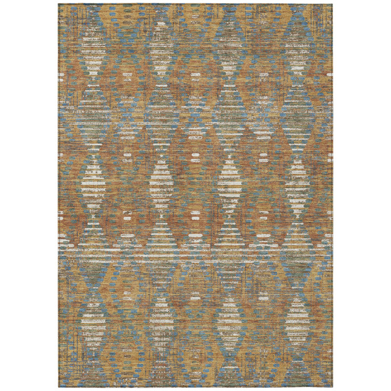 Machine Washable Indoor/Outdoor Chantille ACN2640 Lattice Rug, Paprika, 5' x 7'6"