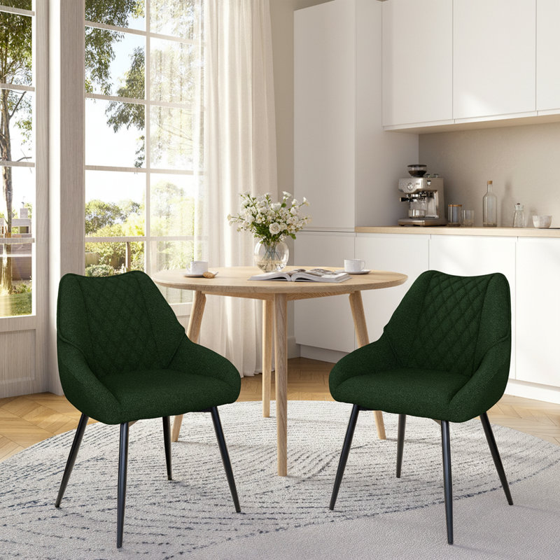 Soft Upholstered Dining Chair with Arm (Set of 2), Green