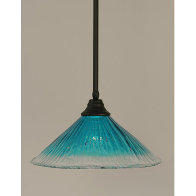 Stem Hung Pendant Shown In Matte Black Finish With 16" Crystal Glass