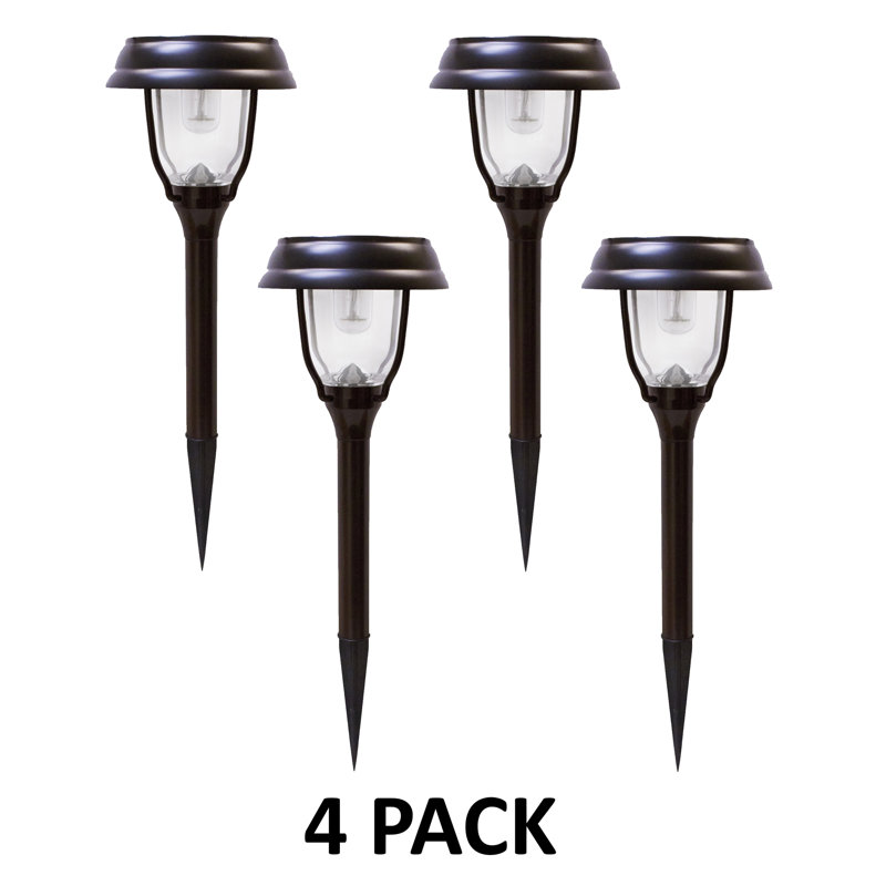 Bronze Solar Powered LED Pathway Lights with Dusk to Dawn Sensor, 4-Pack