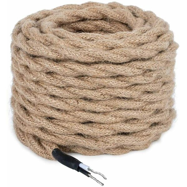 EE Eleven Master FMCPL77 32.8Feet Twisted Hemp Rope Natural Fabric Electrical Cord For Pendant Light Kits