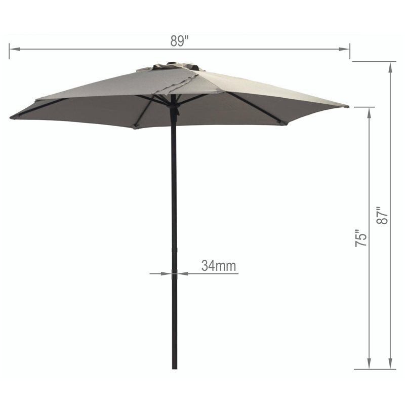 Parasol de marché 7 pi 5 po Gatzke, Gris