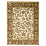 Hand Knotted Wool Area Rug in Ivory And Red
