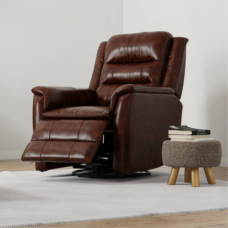 Global Home Swivel Glider Recliner With Manual Footrest