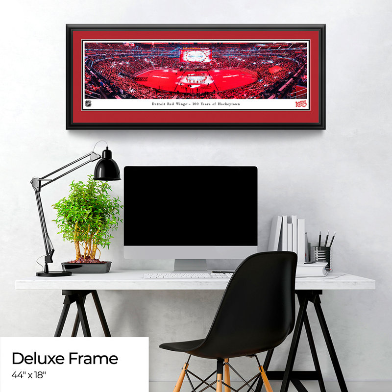 Detroit Red Wings, Centennial Stick Salute - Deluxe Frame