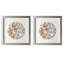 Coryell 11,75 po H coquillage mosaïque encadrée ensemble d'art mural avec cadre champagne argenté (ensemble de 2)
