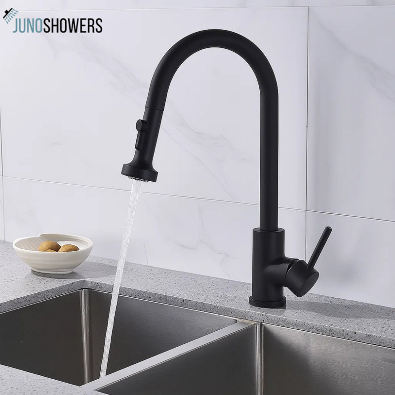 Juno Modern Pull-Down Sensor Kitchen Faucet – Touchless Activation with Brushed Nickel Finish