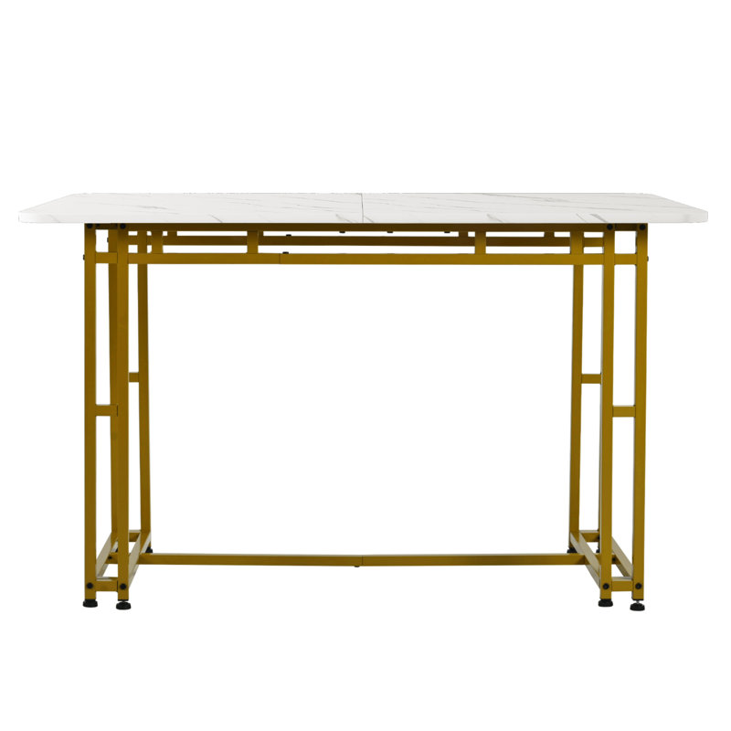 Loni Metal Base Dining Table, Gold