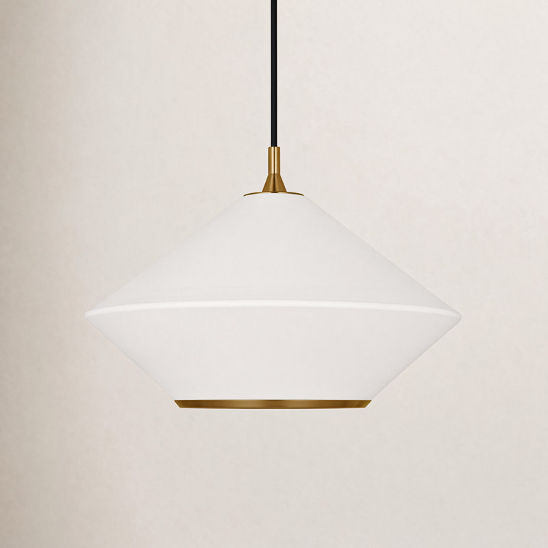 Single Light Metal Dimmable Pendant, 13.13" H x 19" W x 19" D, Matte White