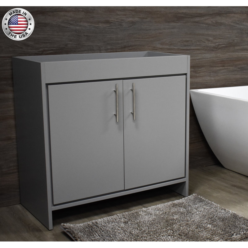 Base de meuble-lavabo simple 36 po Amrooti seulement, Gris