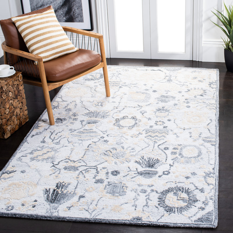 Tapis floral performance touffeté à la main Glamour, Rectangle 8 pi x 10 pi