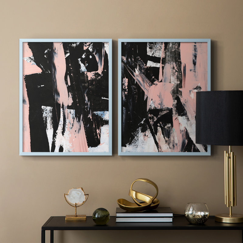 «Black & Blush I», reproduction encadrée de qualité supérieure - prête à être accrochée - aucun clou requis - aucun clou requis