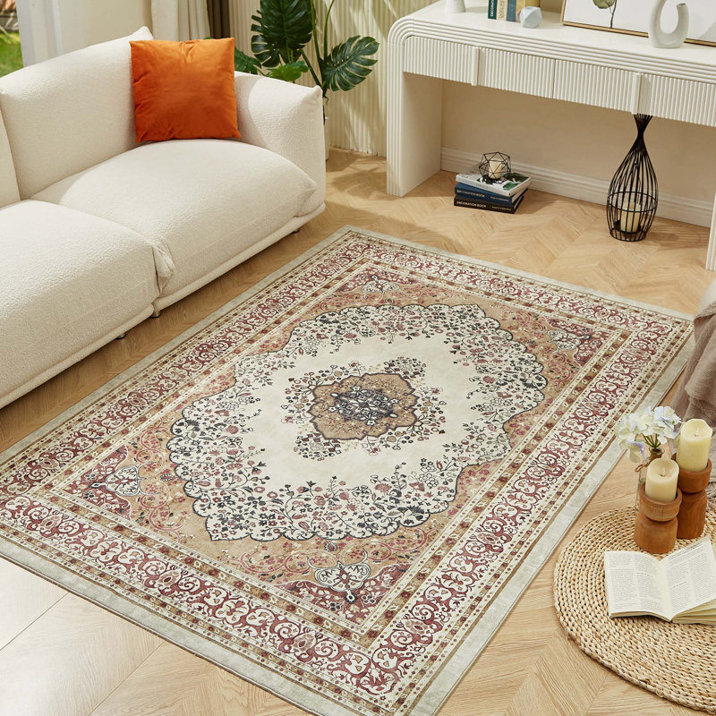 Tapis multicolore en faux cachemire pour salon, Rectangle 5 pi x 7 pi