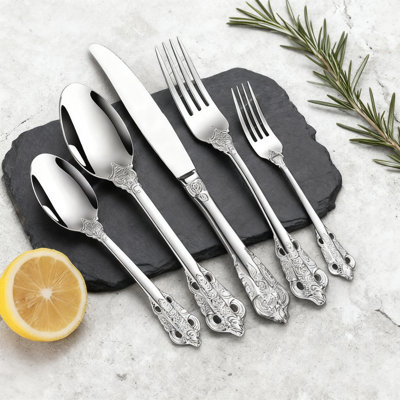Ensemble de couverts 20 pièces de luxe, couverts en acier inoxydable 304 de qualité supérieure avec accents dorés, service complet pour 4, finition polie miroir pour un repas élégant