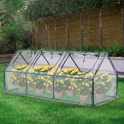 2.7x0.9x0.9m Mini Greenhouse with 3 Zipper Doors