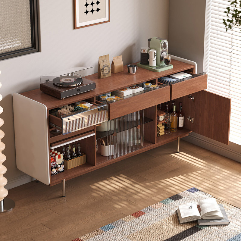 Buffet en bois massif à plusieurs couches Retro, H 35,04 po x l 70,87 po x P 17,72 po