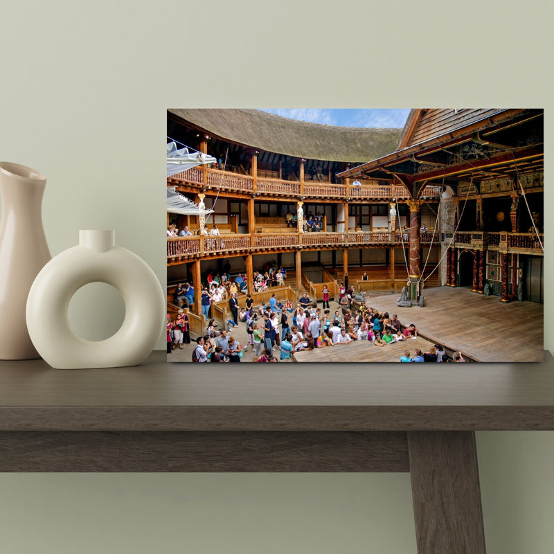 Interior View Of William Shakespeare's Globe Theatre With Audience London England UK by Bob Masters - Wrapped Canvas Print
