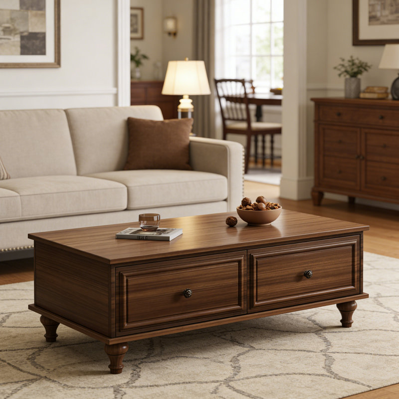 Table basse avec rangement Minimalist, Brun, H 17,71 po x L 51,18 po x l 27,55 po