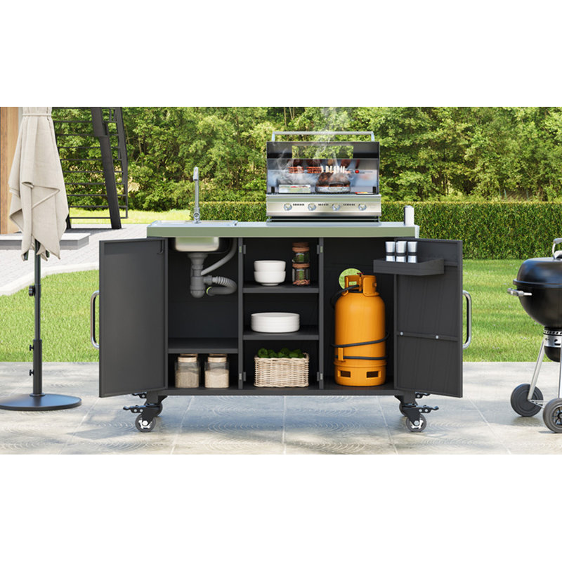 Îlot de cuisine 55,5 "avec évier