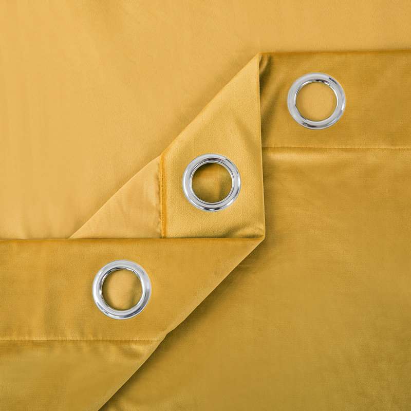 Rumson Crushed Velvet Eyelet Sheer Curtains Pair, Ochre, 167cm x 183cm
