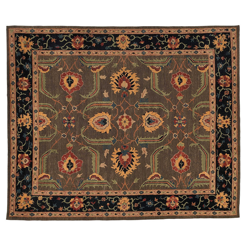 Kilkenny Wool Oriental Area Rug in Brown/Red/Black, Rectangle 8' x 10'