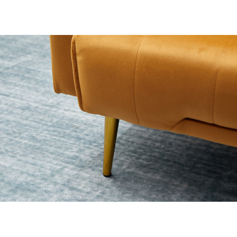 Stefaney Twin 75 " Velvet Convertible Sofa, Ginger Velvet