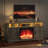 Modern Media TV cabinet with Electric Fireplace, Adjustable LED Lights & Storage Cabinet for TVs up to 65 Inches - App & Remote Controlled Entertainment Center for Living Room-664974525