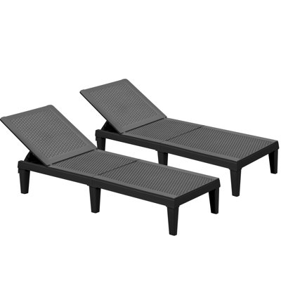 2-Pieces Outdoor Chaise Lounge Chairs with Adjustable Backrest