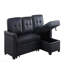 Canapé-lit modulaire réversible en cuir végétalien noir l 84 po avec méridienne de rangement