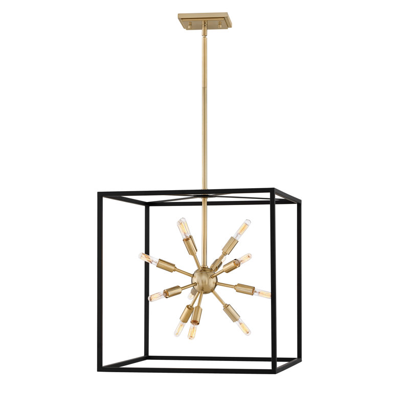 Aros Modern 12-Light Black and Polished Nickel Sputnik Chandelier