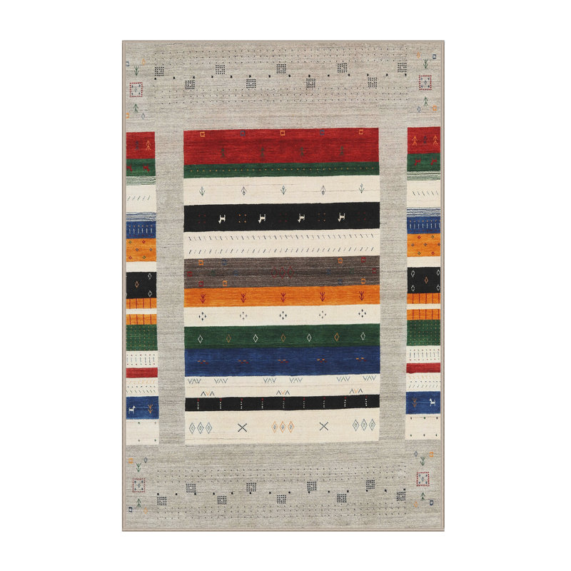 Tapis beige / rouge Bjarni, Rectangle 6 pi x 9 pi
